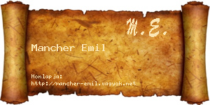 Mancher Emil névjegykártya